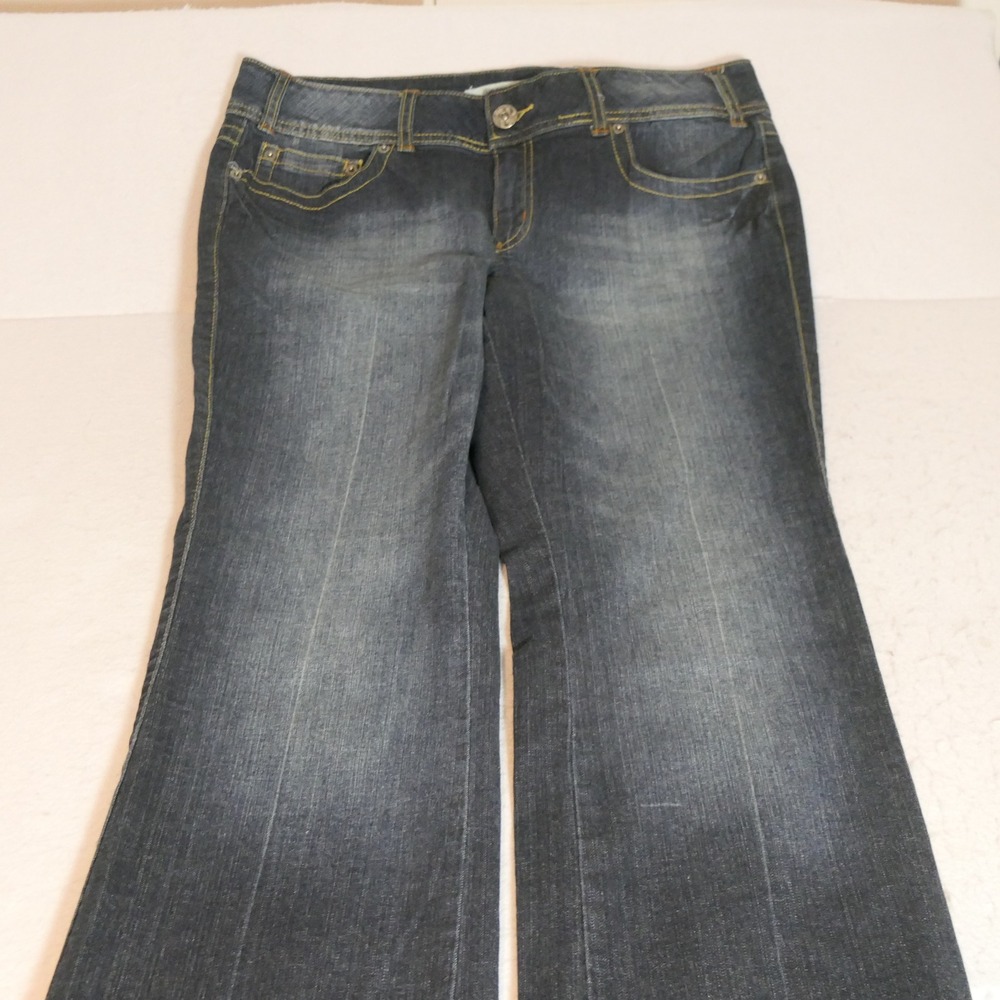 Mixit Women Jeans 14 Blue Low Rise Flare Y2K Faded Streetwear Edgy Gritty NEW